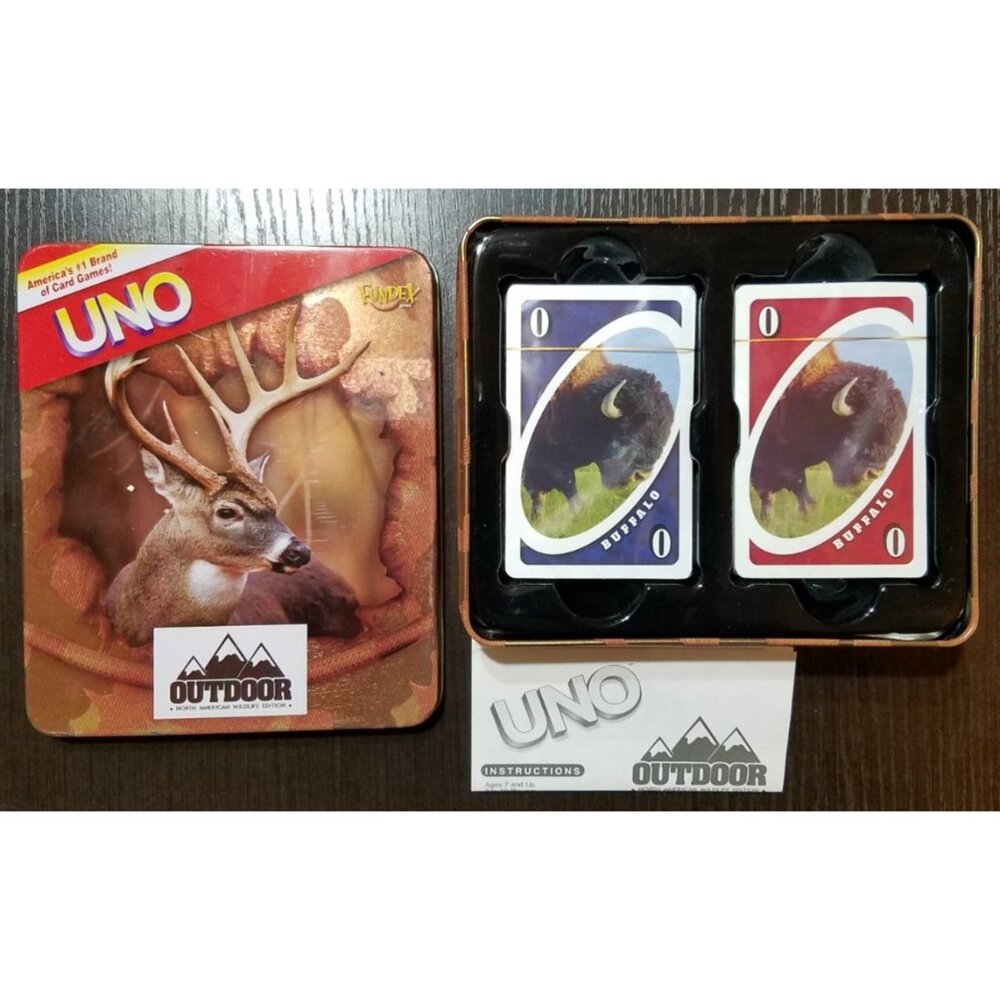 UNO Card Game Outdoor North American Wildlife Edition Collectible Tin '09 Fundex